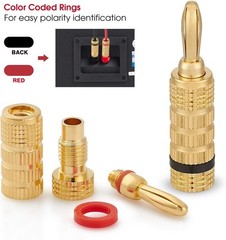 6 Pairs 24K Gold Banana Plugs for Secure Speaker Connections – Pure Copper
