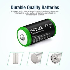 HiQuick C/ D Cell Rechargeable Batteries Pack 1.2V NiMH / Battery Charger LOT