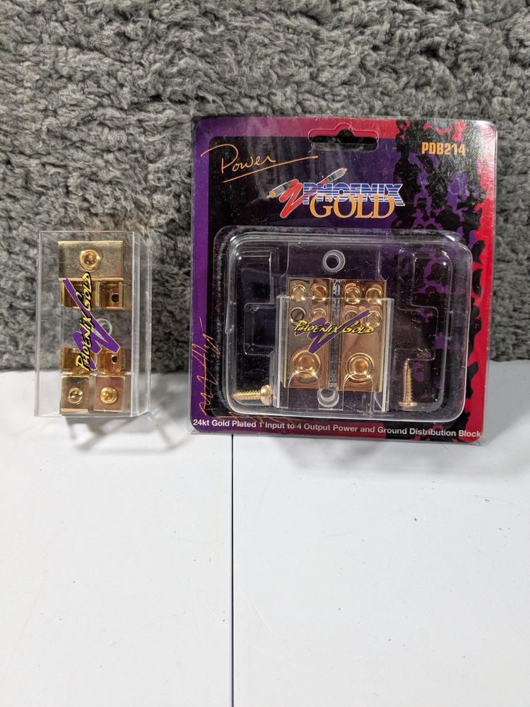 Phoenix Gold PDB214 24kt Gold 1-In 4-Out Power Ground Distribution Block Lot (2)