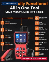 Easy to Use 2-in-1 OBD2 Scanner with Battery Tester: 1S Read & Clear Check Engin