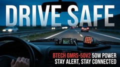 BTECH GMRS-50V2 50W 256 Fully Customizable Channels Mobile GMRS Two-Way Radio