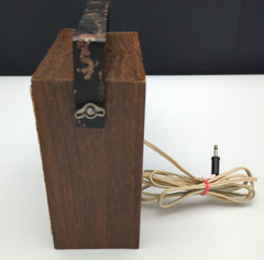 Vtg GEMCO Speaker Woodgrain Rattan 3.5mm 5.5in Cable Handle/Mount Bracket Works