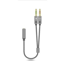 2x 3.5mm Headphone Mic Audio Y Splitter Cable 1 Female to Dual Male Black 8″