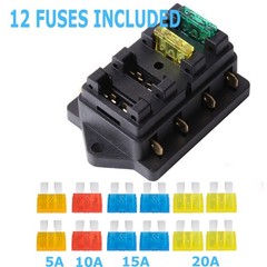 12V 24V Auto Car Power Distribution Blade Fuse Holder Box Block Panel Board 4Way
