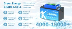 24V 60Ah LiFePO4 KEPWORTH Lithium BMS Battery for RV Boat Trolling Motor Marine