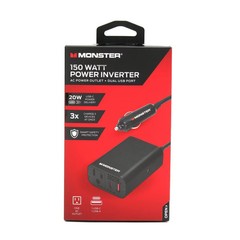 Monster 150W Power Inverter USB-C Delivery AC Outlet Cars