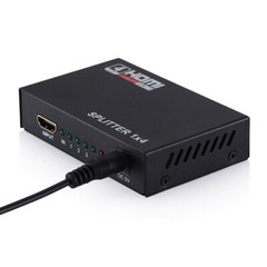 1×4 HDMI Splitter, 1 in 4 Out HDMI Splitter Audio Video Distributor Box 3D & 4K