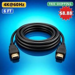 6FT HDMI Cable 4K High Speed for HDTV PS5 PS4 Xbox Series X Monitor Laptop Roku