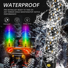 2PCS 1~3FT Spiral LED Fat Whip Light Antenna RGB Chasing For Can-am RZR UTV ATV