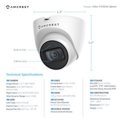 Amcrest UltraHD 5MP Turret PoE Outdoor Security IP Camera IP5M-T1179EW Warranty