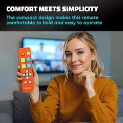 EZclicker Big Button Universal TV Remote (Orange) Simple Easy to Use, Orange