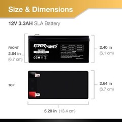 Expert Power 12V 3.3Ah SLA Battery For 3.5Ah BP3-12 BP3.6-12, CF12V2.6 CFM12V3