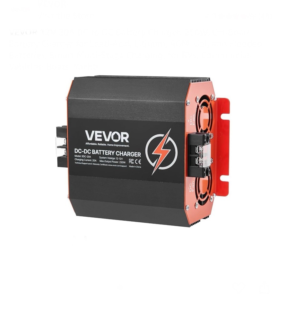 VEVOR 12V 20A DC to DC Charger Battery Charger 250W for Lead-Acid and Lithium
