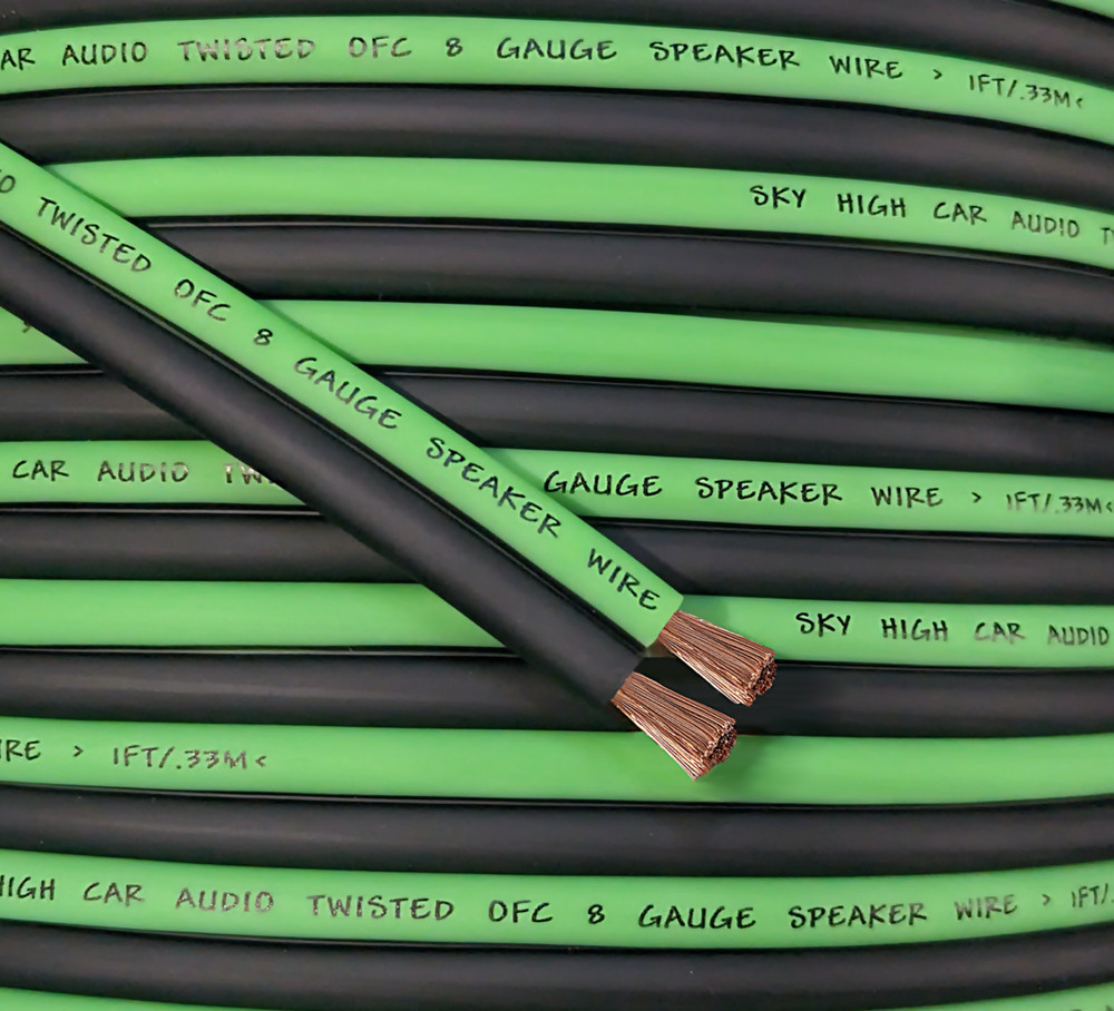 5′ feet OFC TRUE 8 Gauge AWG GR/BK Oxygen Free Speaker Wire Car Home Audio