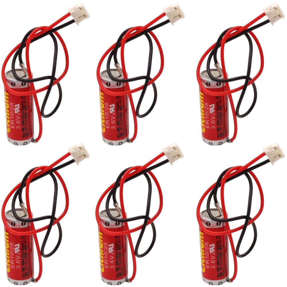 6 pcs 3.6V ER10280 PLC Battery For Mitsubishi FX2NC-32BL ER10/28 With Plug