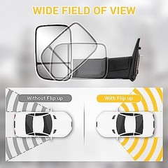 Towing Mirrors Painted Compatible with 2009-2018 Dodge Ram 1500, 2010 White