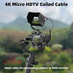 90 Degree 4K Short Micro HDMI to HDMI Coiled Cable,Up Angle Micro HDMI Male t…