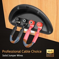 4 Pack 6″ HiFi Speaker Jumper Cables, Bi-Wire OFC Cable Bridge, Gold Plated Term