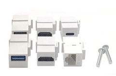 Halokny HDMI USB3.0 CAT Type-C Wall Plate, 6 Port Outlet 2 White