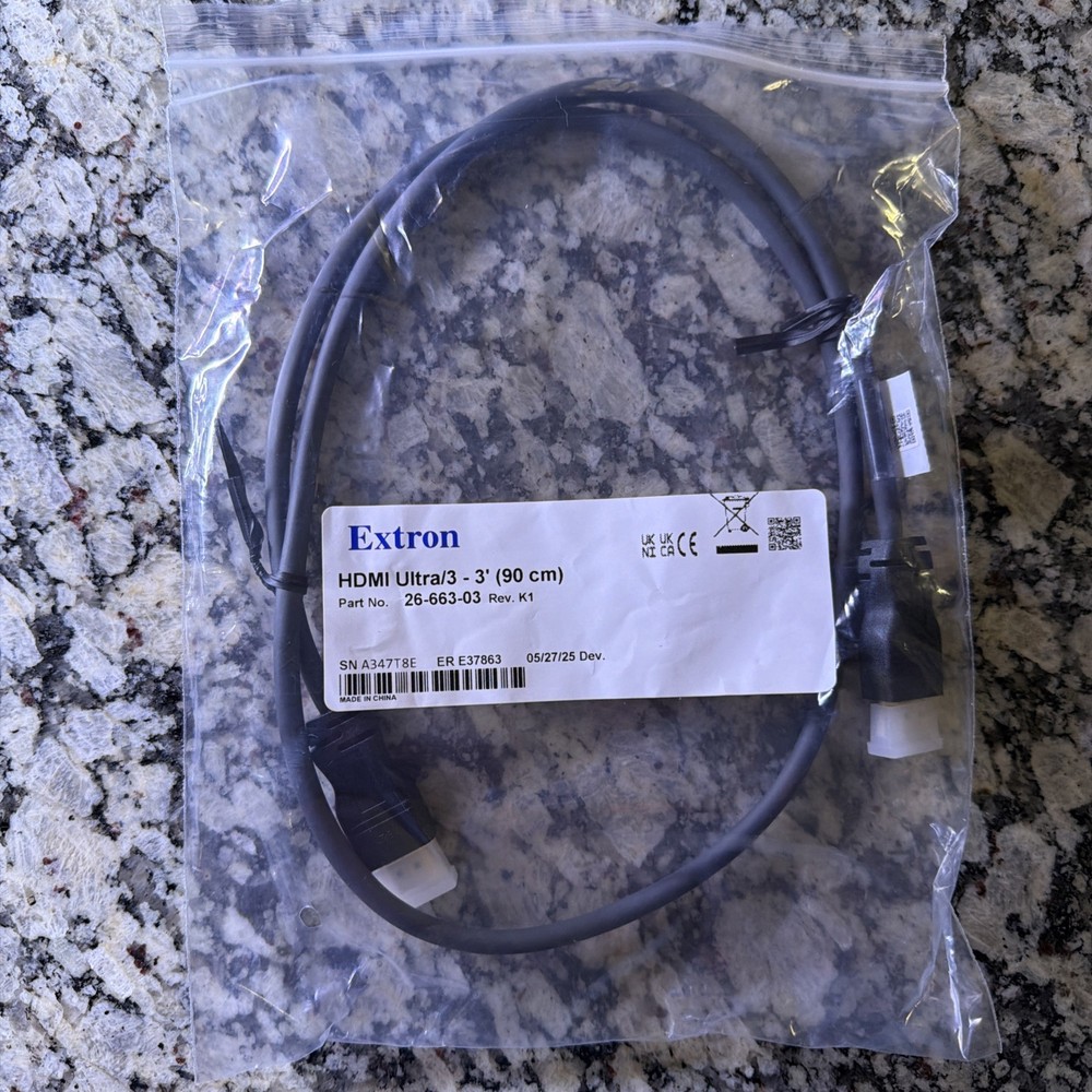 Extron HDMI Ultra/3 Cable 3ft (90cm) High Performance HDMI – 26-663-03 (NEW)