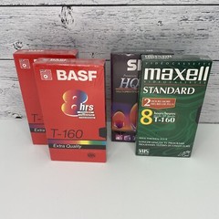 4 VHS Tape T-160 Blank NEW Sealed, 2 BASF, 1 Maxell, 1 SKC. Up To 8 Hours Record
