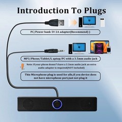 Stereo Bass Sound Computer Speakers 3.5mm USB Wired Soundbar for Desktop Laptop