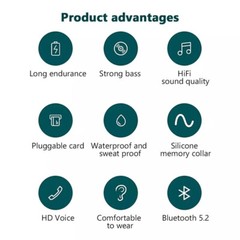Wireless Bluetooth 5.2 Neckband Headphones Mic Headset Stereo Earbuds Earphone