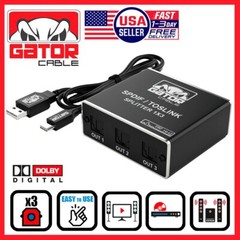Toslink Optical Fiber Digital Audio Splitter Adapter SPDIF 3-Port 1×3 1-In 3-Out