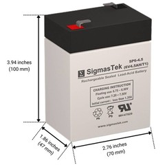 6 Volt 4.5 Amp Hour Battery Replacement for Mighty Max ML4-6 by SigmasTek