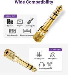 5pcs 6.35mm 1/4″ Male to 3.5mm 1/8″ Female TRS Stereo Audio Headphone Adapter