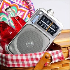 New Panasonic RF-2400D AM/FM Portable Radio Battery or AC Emergency Radio Silver