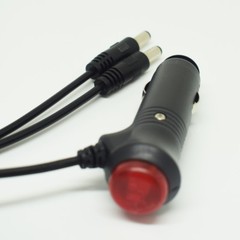 1pc 1.8M Red “Push ON” Button Car Cigarette Plug to Dual DC 5.5×2.1mm Male Cable