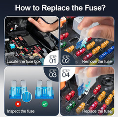 300Pcs Car Fuse Assortment Kit, 160 Mini Blade Fuses Automotive + 90 Standard