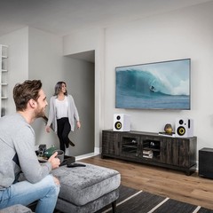 Sanyun SW206 Bookshelf Speakers 4″80W Bluetooth Optical Coaxial USB Remote White