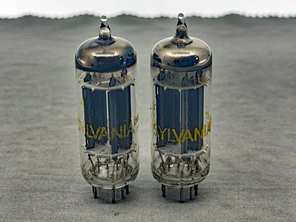 (2) Sylvania 12BH7A Tubes Matched Codes Gray Plates O Getter Tests NOS Amplitrex