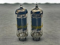 (2) Sylvania 12BH7A Tubes Matched Codes Gray Plates O Getter Tests NOS Amplitrex
