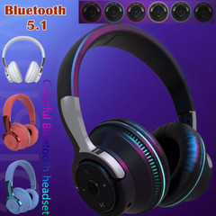 Wireless Bluetooth 5.1 Headphones Over Ear LED Headset Stereo Noise Cancelling