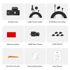 REDTIGER A3 3 Channel Dash Camera With 128GB+32GB Card 2.5K+1080P+1080P IRCamera