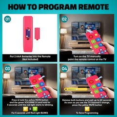 EZclicker Big Button Universal TV Remote (Pink) Simple Easy to Use, Pink