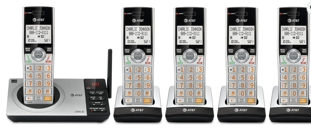 AT&T CL82507 DECT 6.0 5-Handset Cordless Phone with Answering Machine, Call Bloc