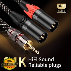 YYTCG 3.5mm to Dual XLR Cable 2m OFC Nylon Braid Audio Splitter