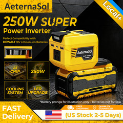 220W Power Inverter Compatible with Dewalt 18-20V Battery with 200lm LED Light