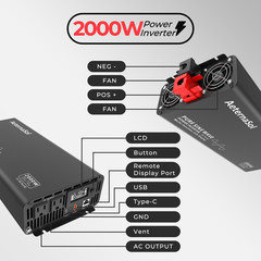 2000W /4000W 12V to 120V Pure Sine Wave Power Inverter OFF-GRIED Power Battery