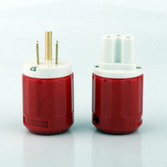 Pair Gold/Rhodium Plated US AC Audio Mains Plug IEC C15 HiFi Power Wire Connetor