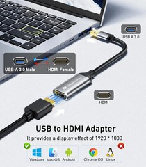 Reborn USB to HDMI Adapter 1080p 60Hz USB 3.0 Male to HDMI Female Converter Card