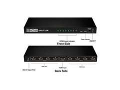 4K HDMI Splitter 1 in 8 Out, Powered 8 Port hdmi splitters Multi Monitor Outputs