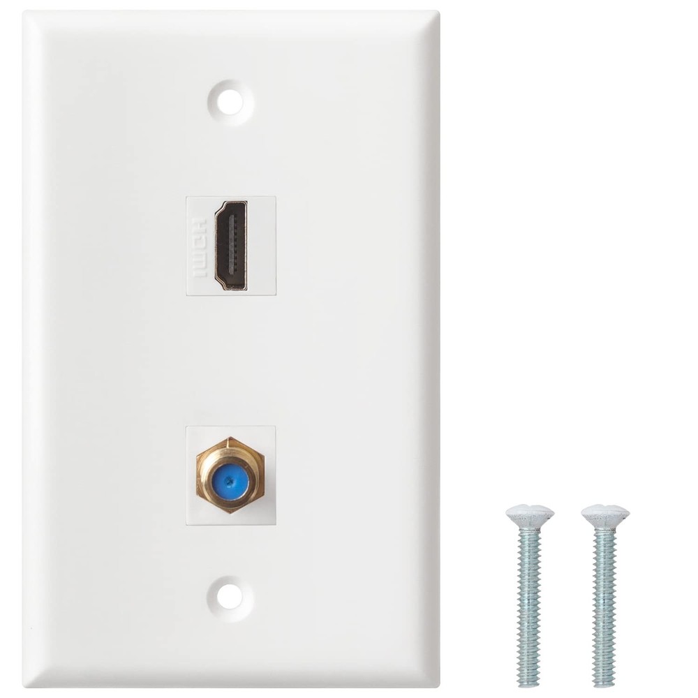 HDMI Wall Plate, 1 Port 4K HDMI Keystone to Female, 1 Port F Type Connector C…
