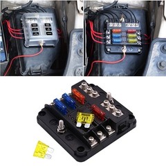 6 Way Car Boot Power Distribution 12/24V Blade Fuse Holder Box Block Panel Board