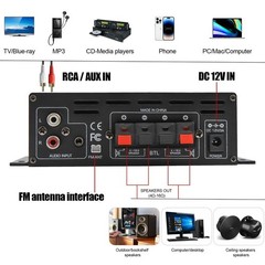 800W 2 Channel Bluetooth Mini HIFI Power Amplifier Audio Stereo Amp Home Car FM