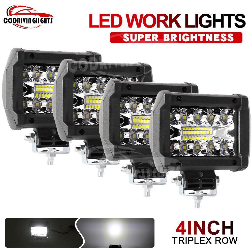 4x 4 Inch LED Work Light Bar Flood Spot Pods Offroad Fog Driving ATV Truck